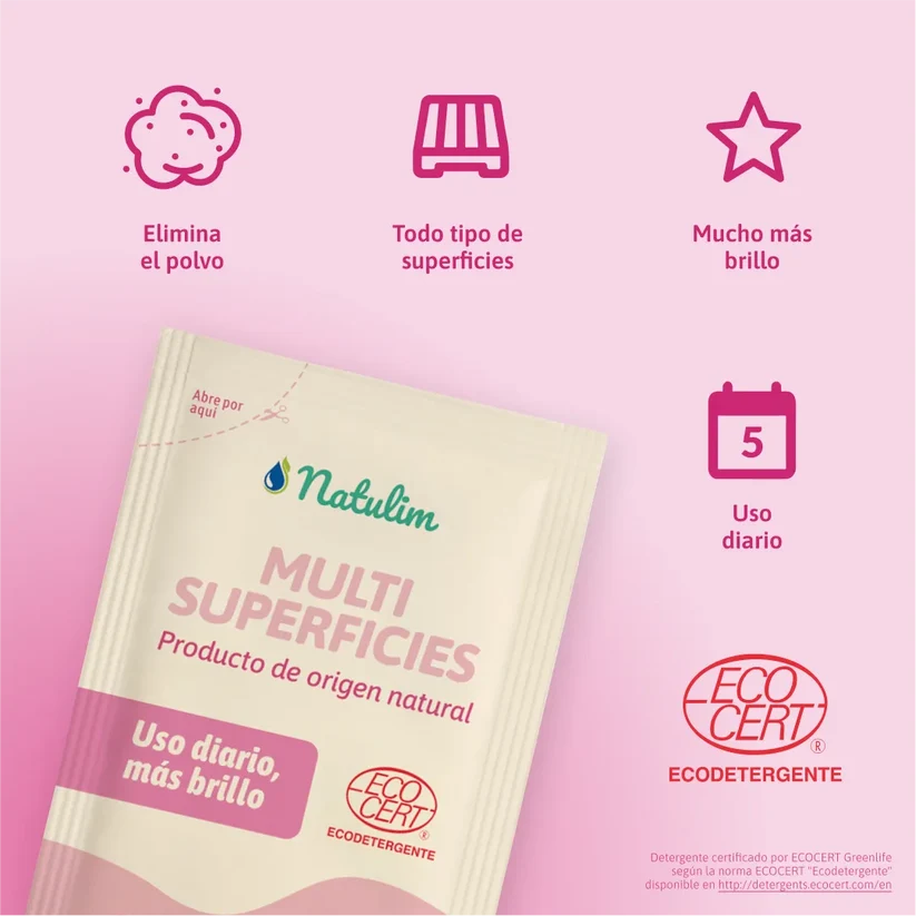 Recarga multisuperficies en polvo Natulim | Sin fragancia | 2 sobres