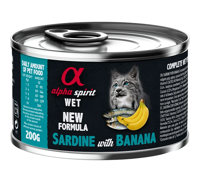 Paté de Sardina con Plátano para gatos adultos – Alpha Spirit (lata 200 g)