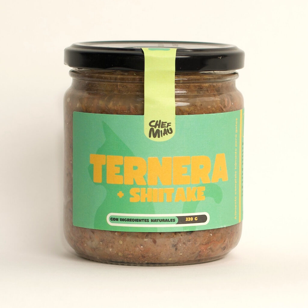 Ternera con Shiitake para gatos adultos – Chef Miau (tarro 320 g)